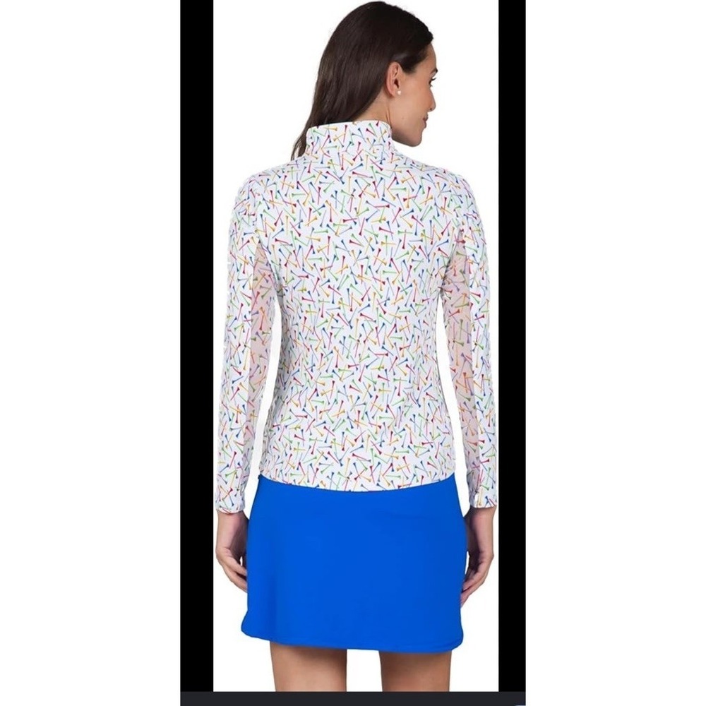 IBKUL Paulina Print Mock Zipper Long Sleeve Size XL Golf Tee Tennis